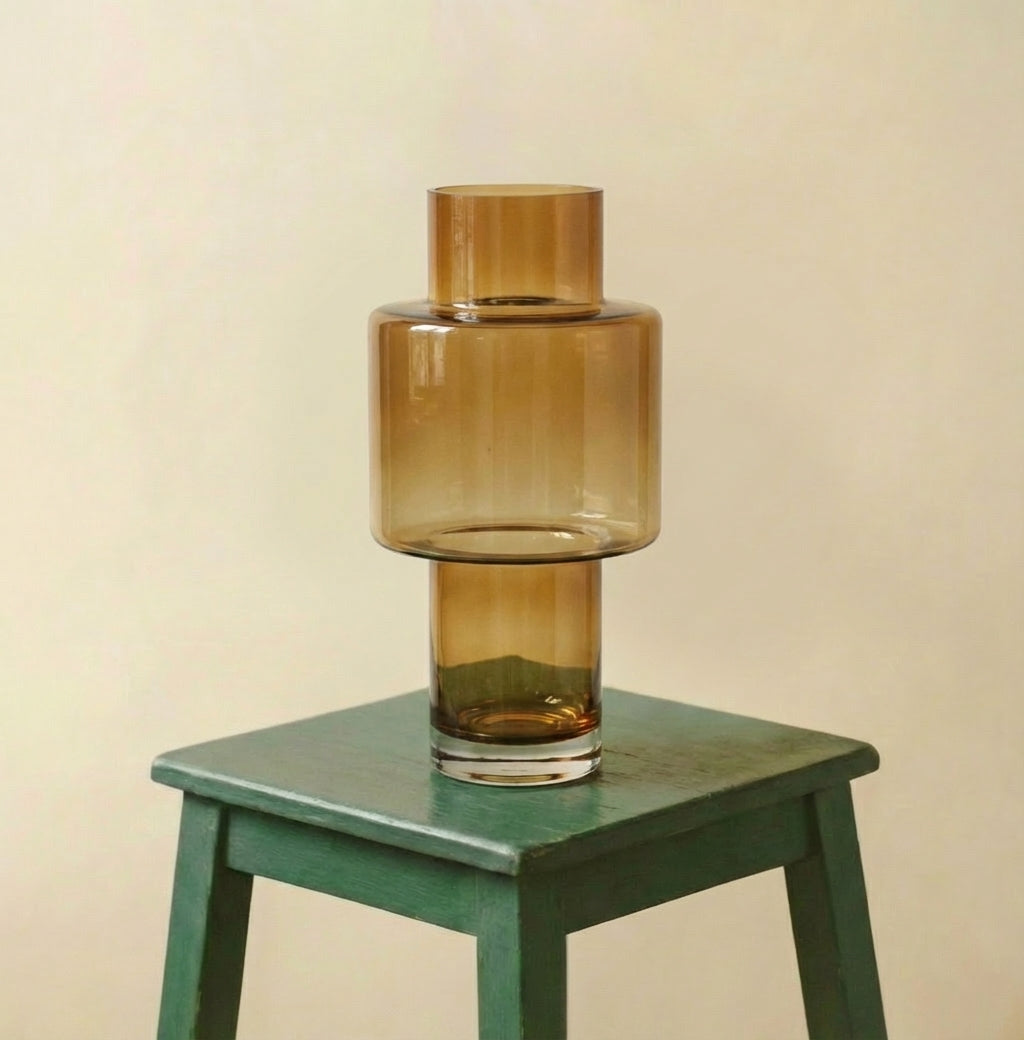 Vase en verre taupe (h40cm / Ø20cm)