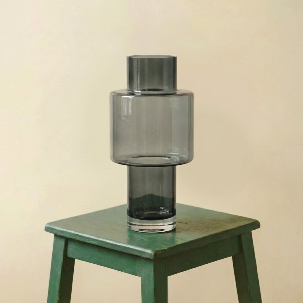 Vase en verre gris (h40cm / Ø20cm)